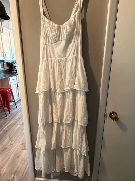 Abercrombie & Fitch Dresses & Skirts - Abercrombie & Fitch White Tiered Spaghetti-Strap Maxi Dress with Tie Back